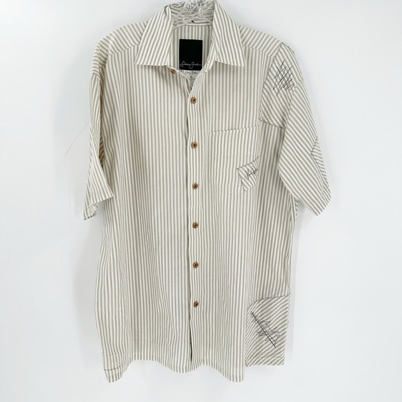 Sean John Other - Sean John Striped Cotton Short Sleeve Button-Up Shirt Size Medium